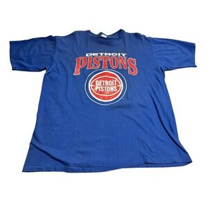 Vintage 90s Artex Sports NBA Detroit Pistons Basketball Team Logo T Shirt Blue